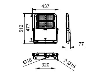 Dimension Drawing (without table) - BVP563 LED336/740 220W EP SWB