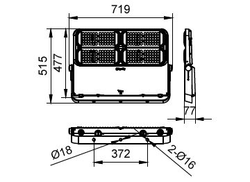 Dimension Drawing (without table) - BVP565 LED672/740 430W EP SWB