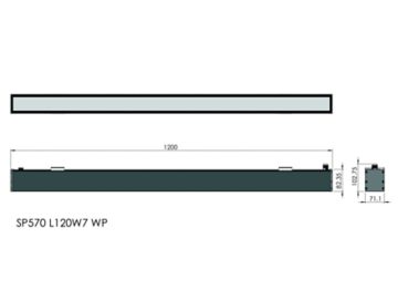 Dimension Drawing (without table) - SP570P LED40/840 L120W7 SD PSD WH WP