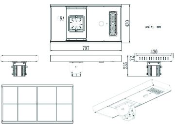 Dimension Drawing (without table) - BRP010 LED120/757 Solar AIO