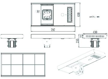 Dimension Drawing (without table) - BRP010 LED60/757 Solar AIO