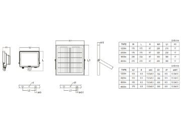 Dimension Drawing (without table) - VVP080 LED12/MCCT Solar