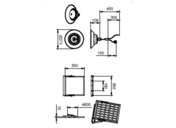 Dimension Drawing (without table) - BY010P LED16/740 Solar