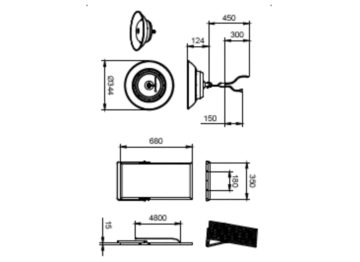 Dimension Drawing (without table) - BY010P LED36/740 Solar