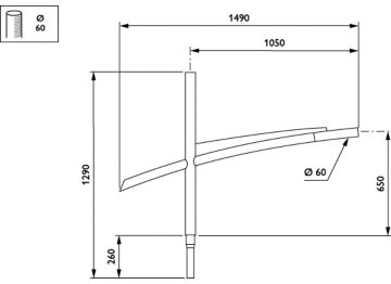  1000 mm - 60 mm - RAL color
