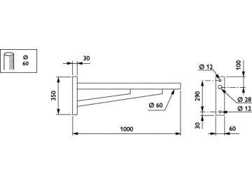   - 1000 mm - 60 mm - 0° - RAL color - 