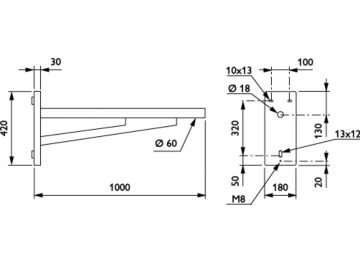   - 1000 mm - 60 mm - 0° - RAL color - 