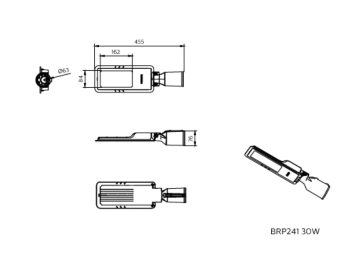 Dimension Drawing (without table) - BRP241 LED40/WW 30W DM0 PSU