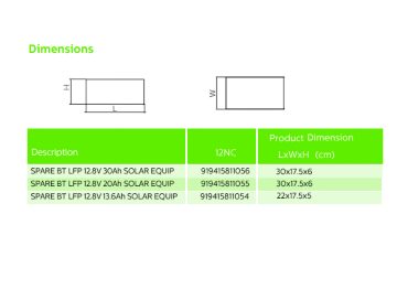 Dimension Drawing (without table) - SPARE BT LFP 12.8V 30Ah SOLAR EQUIP