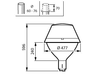 Dimension Drawing (without table) - BDP277 LED35-4S-730 II DW50 DGR D9 62P