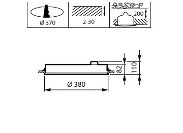 Dimension Drawing (without table) - RC250B 20S/840 PSU PSP D380 WH