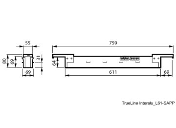 Dimension Drawing (without table) - RC536B 20S/930 SRD W5L61SAPP U4W3-M/F BK