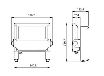 Dimension Drawing (without table) - BGP285 LED140/740 DM12 ALU D9 SRG C1KC5
