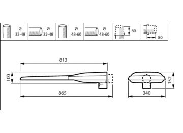 Dimension Drawing (without table) - BGP394 LED340-4S/740 II DM11 D9 48/60S P