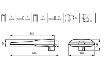 Dimension Drawing (without table) - BGP393 LED240-4S/740 II DM11 D9 48/60S