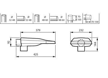 Dimension Drawing (without table) - BGP290 LED50-1F/730 II DM12 SRTB 48/60S