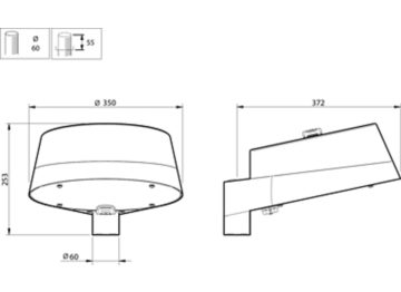 Dimension Drawing (without table) - BPS368 LED40/830II MDM GW CLO-DDF12/SRTB