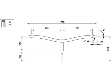   - 750 mm - 60 mm - 3° - RAL color - 
