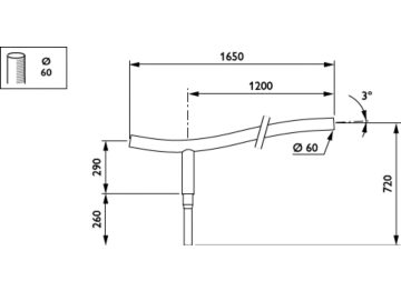   - 1200 mm - 60 mm - 3° - RAL color - 