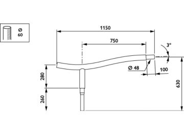   - 750 mm - 60 mm - 3° - RAL color - 