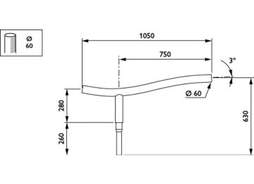   - 750 mm - 60 mm - 3° - RAL color - 