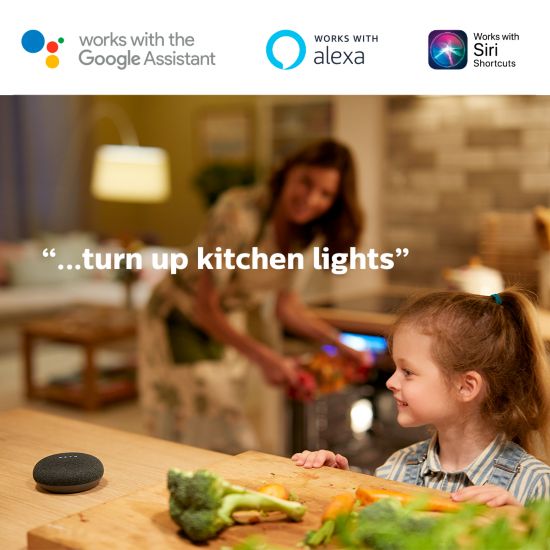 Commande vocale via Google Assistant, Alexa ou Siri.