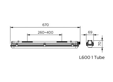 Dimension Drawing (without table) - WT050C 1xTLED L600