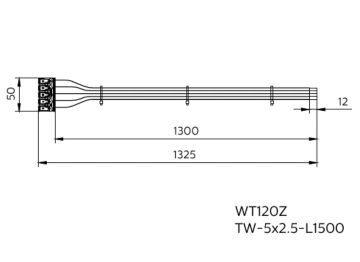 Dimension Drawing (without table) - WT120Z TW-5x2.5-L1500 10pcs