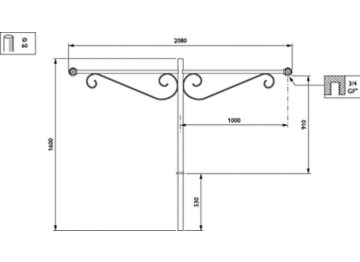  - 1000 mm - 60 mm - 0° - RAL color - 