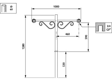   - 450 mm - 60 mm - 0° - RAL color - 