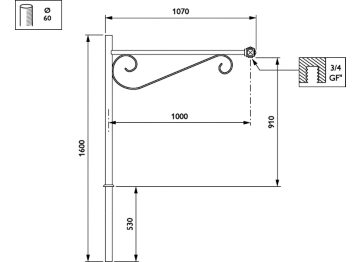   - 1000 mm - 60 mm - 0° - RAL color - 