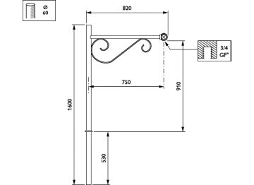   - 750 mm - 60 mm - 0° - RAL color - 