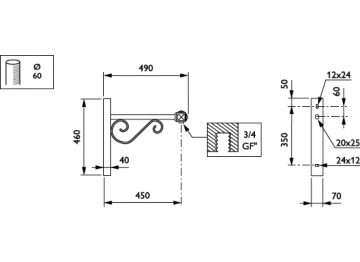   - 450 mm - 60 mm - 0° - RAL color - 