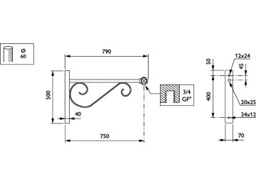   - 750 mm - 60 mm - 0° - RAL color - 