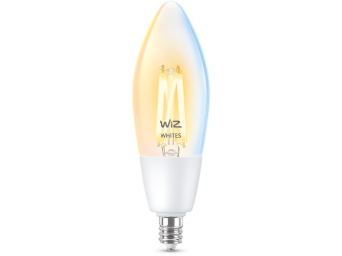 Gros plan de l’avant de Ampoule transparente à filament B11 E12 de 40 W