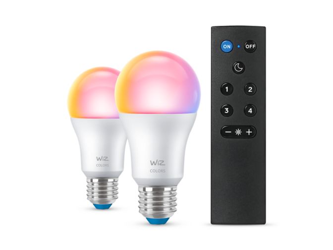 Gros plan de l'avant de Ampoule 60W A60 E27 x2 avec télécommande