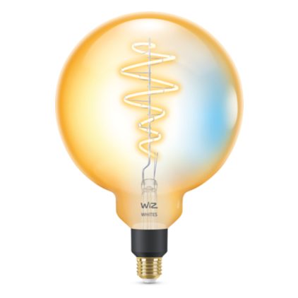 Nahaufnahme der Vorderseite von Filament-Lampe in Kugelform, Bernstein 25 W G200 E27