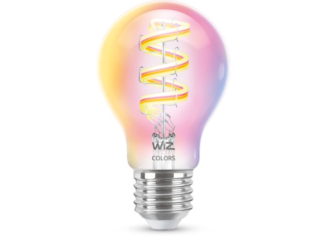 Nahaufnahme der Vorderseite von Filament-Lampe, transparent, 40 W A60 E27