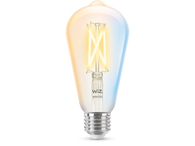 Gros plan de l'avant de Ampoule transparente à filament 60 W ST64 E27