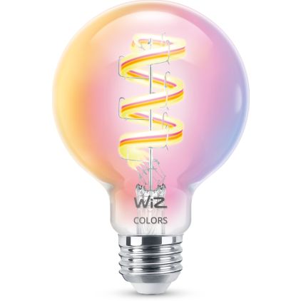 Gros plan de l’avant de Globe transparent G25 E26 à filament de 25 W