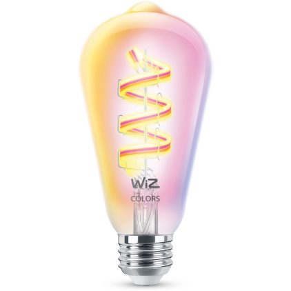 Gros plan de l’avant de Globe transparent ST19 E26 à filament de 25 W
