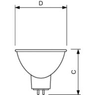 Dimension Drawing (with table) - 6834FO 100W GZ6.35 12V 1CT/10X5F