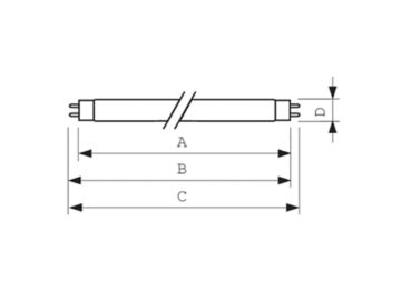 Dimension Drawing (with table) - MASTER Actinic BL TL-D 15W/10 1SL/25