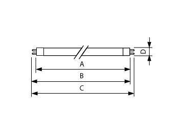Dimension Drawing (with table) - Actinic BL TL 8W/10 1FM/10X25CC