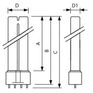 Dimension Drawing (with table) - PL-L 36W/01/4P 1CT/25