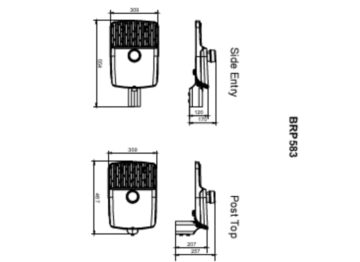 Dimension Drawing (without table) - BRP583 LED258/NW 150W DM PSRD