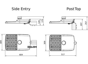 Dimension Drawing (without table) - BRP584 LED379/NW 250W DM PSRD