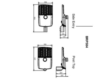 Dimension Drawing (without table) - BRP584 LED379/NW 250W DM PSRD