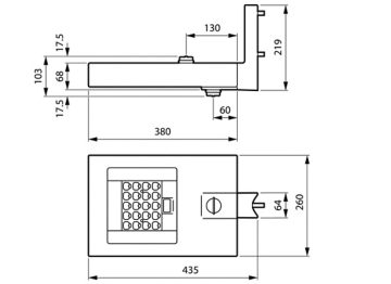 Dimension Drawing (without table) - BVP729 LED20-4S/830 II PSD D9 DM50 FG DG