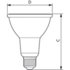 Dimension Drawing (with table) - 8.5PAR30L/LED/927/F40/DIM/GULW/T20 6/1FB